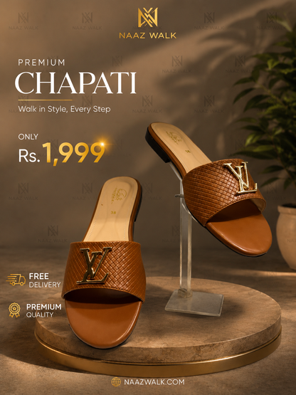 Premium Chapati – Brown | Luxury Women’s Flat Slides