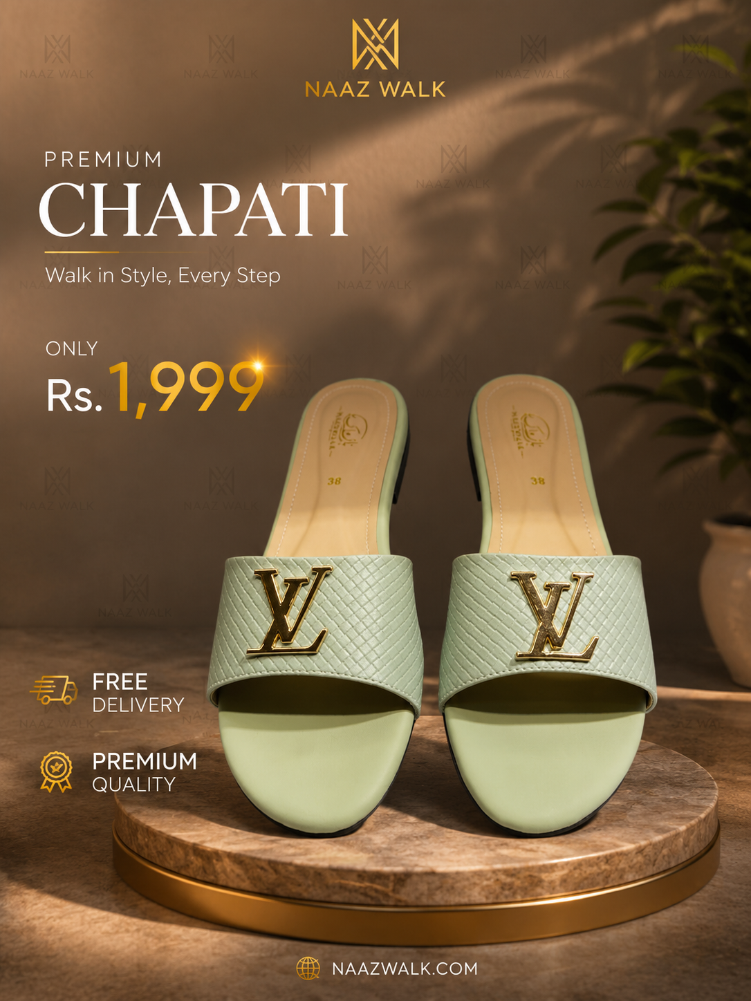 Premium Chapati – Mint Green | Luxury Women’s Flat Slides