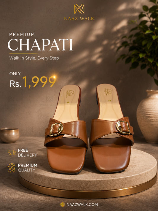 Premium Chapati – Brown Buckle | Luxury Women’s Flat Slides