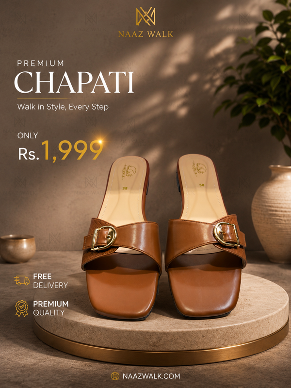 Premium Chapati – Brown Buckle | Luxury Women’s Flat Slides